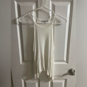 Gaze white sleeveless ruffle tank top shirt size small everyday essentials
